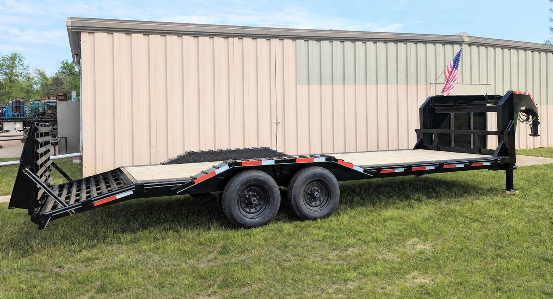 Heavy Duty Equipment Trailer Fold Up Ramp Gooseneck